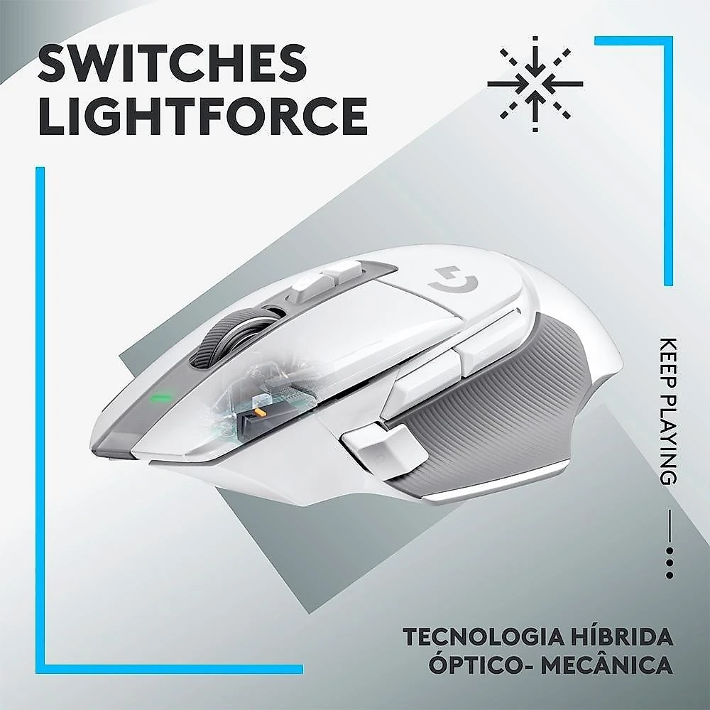 Mouse Gamer Sem Fio Logitech G502 X Lightspeed, 25600 DPI, 13 Botões, Switch, Branco - 910-006188