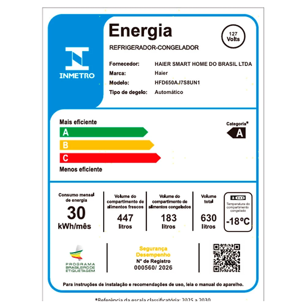 Refrigerador French Door Haier de 03 Portas Frost Free com 630 Litros, IA Cooling, My Zone, Inox – HFD650 110
