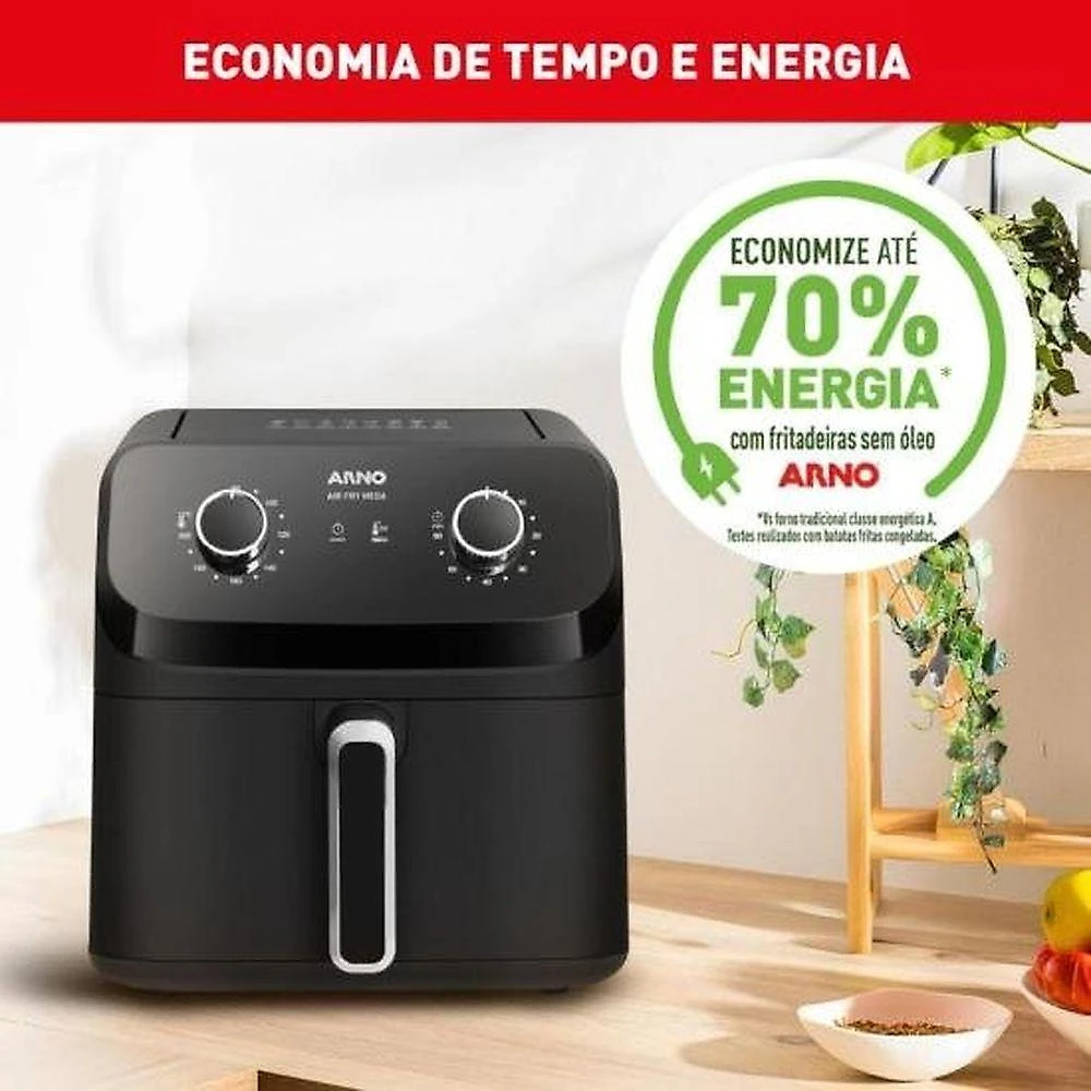 Fritadeira Sem óleo Air Fryer Arno Mega Afm7 7,5l Preta 127v