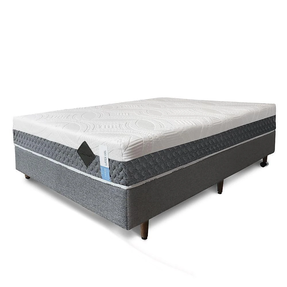 Colchão Natural Gel Articulado Cinza 25cm Opcionais Kit Zen Medida Queen 158x198cm