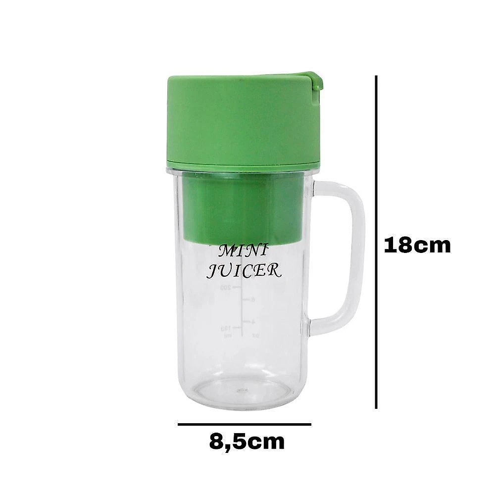 Mini Liquidificador Portátil 500ml Shake Suco Juice Cup Caneca Cabo Usb | Verde