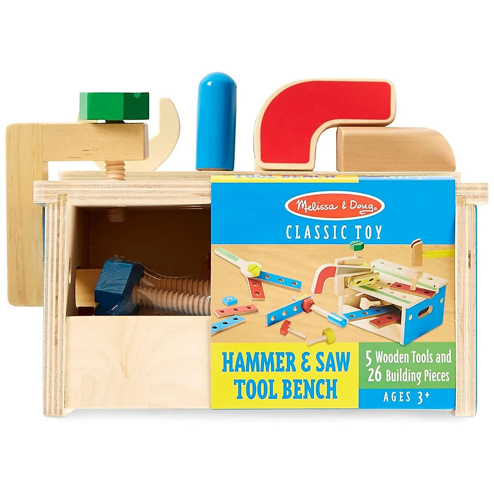 Kit de Ferramentas de Construção Infantil de Madeira com 32 Peças para Crianças Acima de 3 Anos, Melissa & Doug