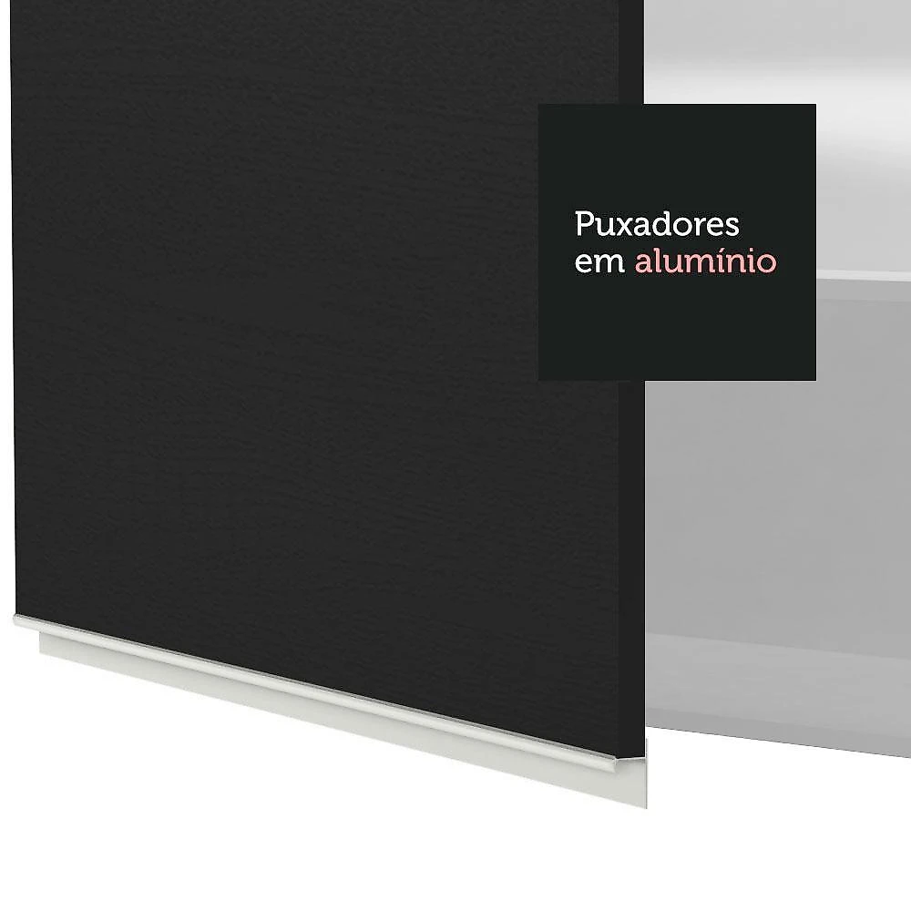 Armário de cozinha aéreo 60 cm 1 porta branco/preto glamy madesa
