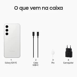Smartphone Samsung Galaxy S24 FE Cinza, Processador Exynos 2400e, 256GB, 8GB RAM, Câmera Tripla 50MP com Inteligência Artificial e Tela 6.7’’