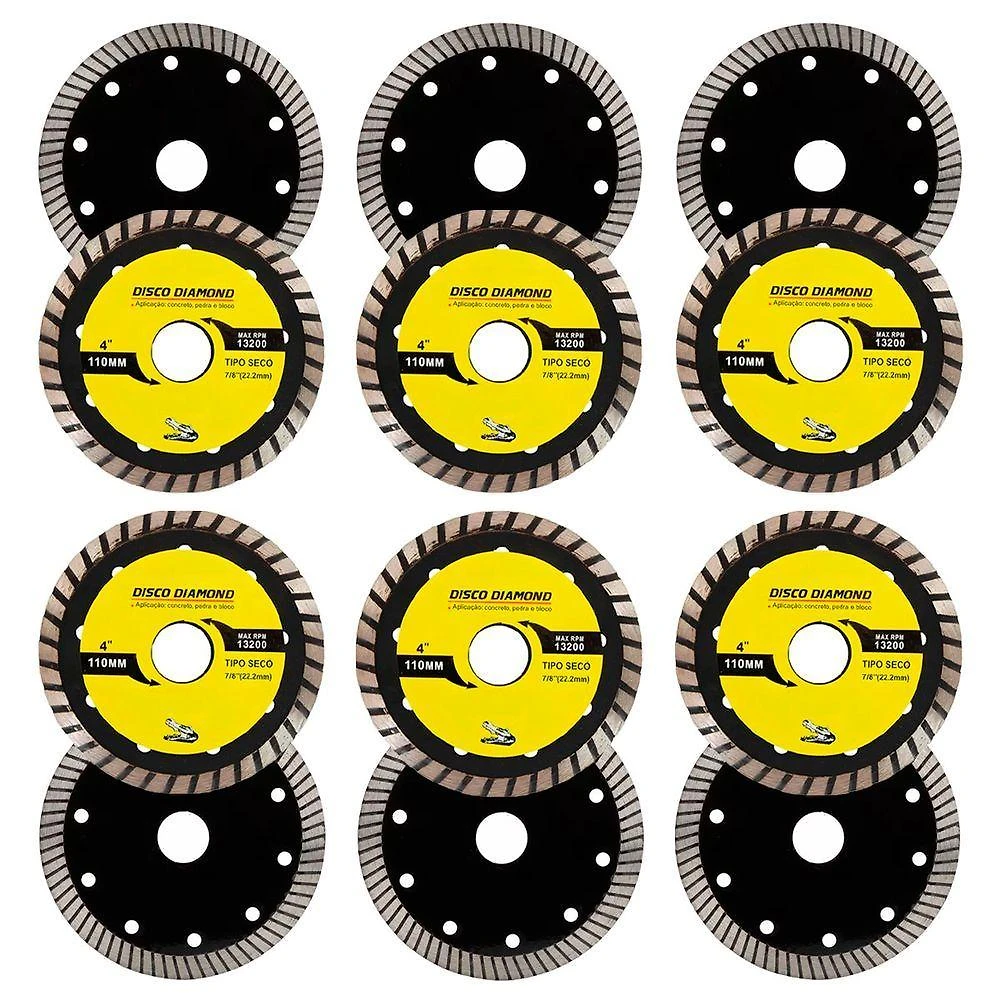 Kit Disco de Serra Circular Disco Diamantado 4 para Granito 110MM Furo 22,2MM Prata, Cinza Outras
