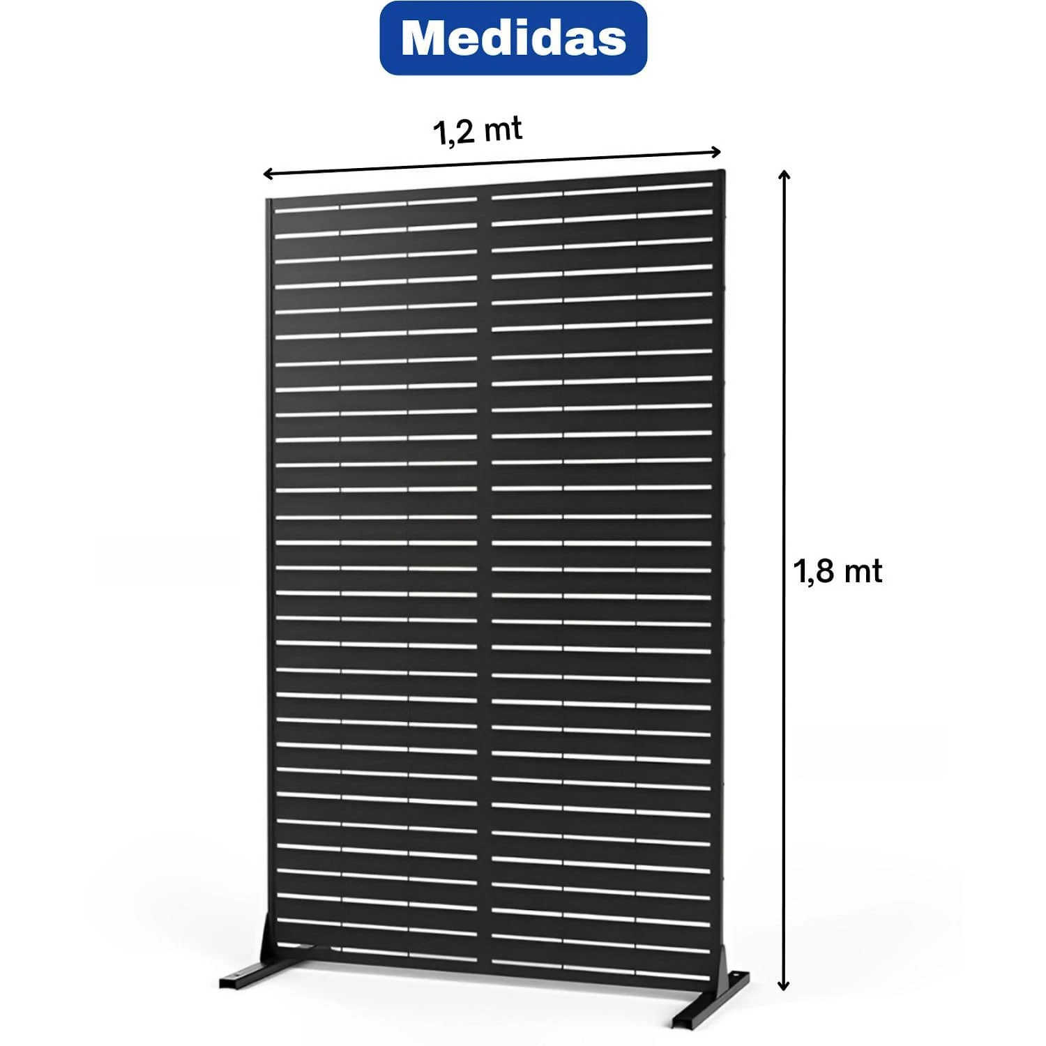 Biombo Reto Linhas De Metal Interno/Externo 1,8X1,2Mt Preto