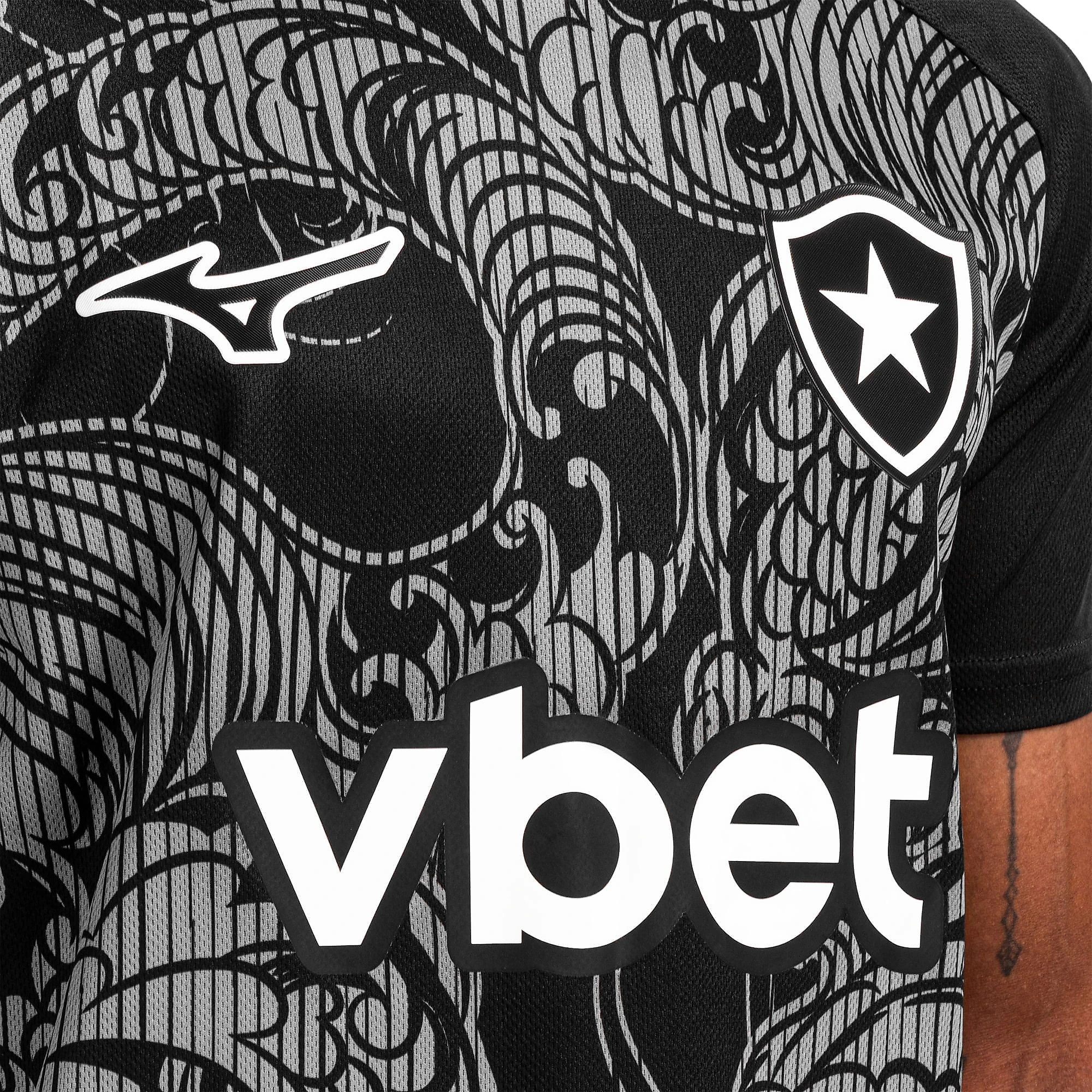 Camisa Pré-Jogo Mizuno x Botafogo Masculina EG Preto