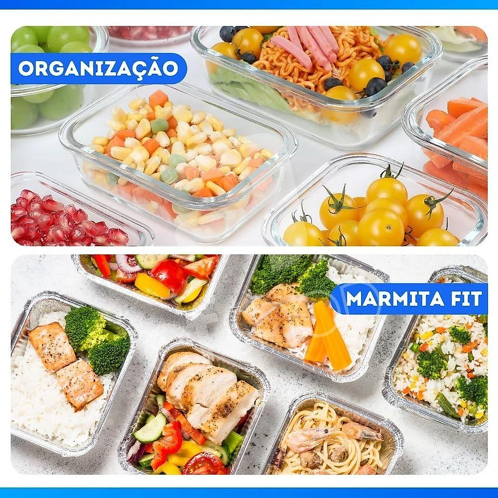 Kit 4 Potes de Vidro Retangular 640ML com Tampa Hermética Armazenamento Alimentos Transparente