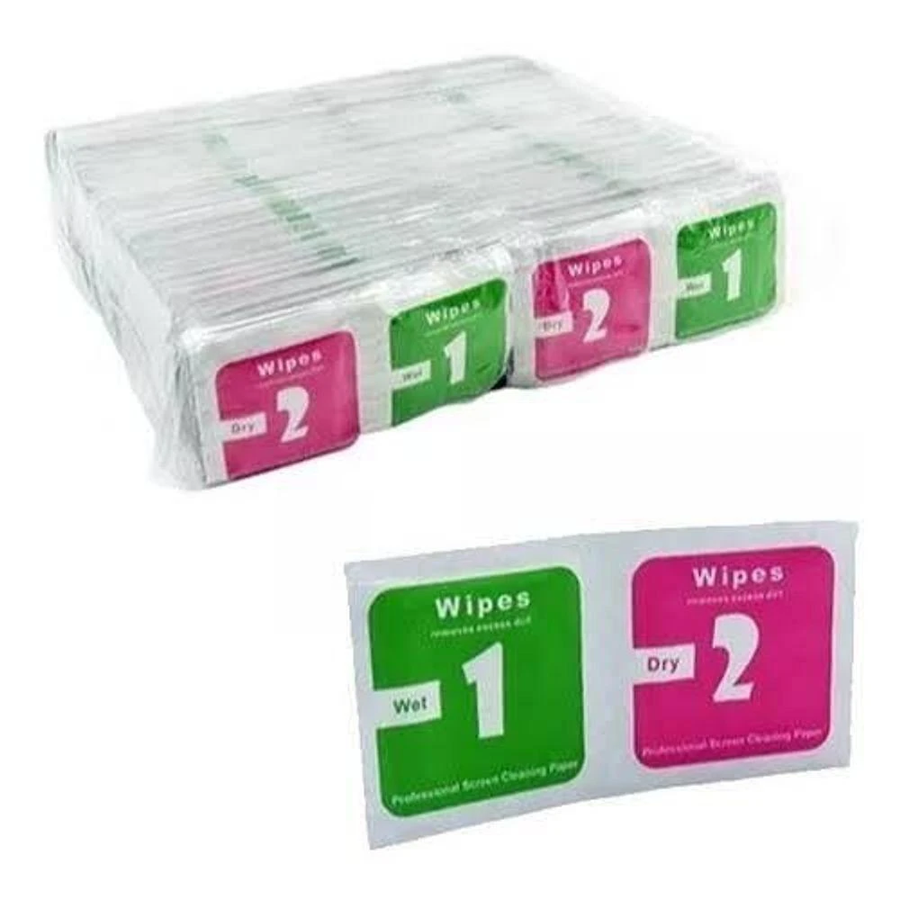 Kit Limpeza Celular Película Flanela Seca E úmida (400-500un)