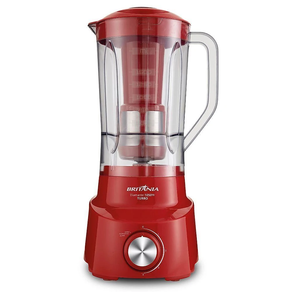 Liquidificador britânia diamante 1050w 2,65l com filtro vermelho 4 velocidades 220v