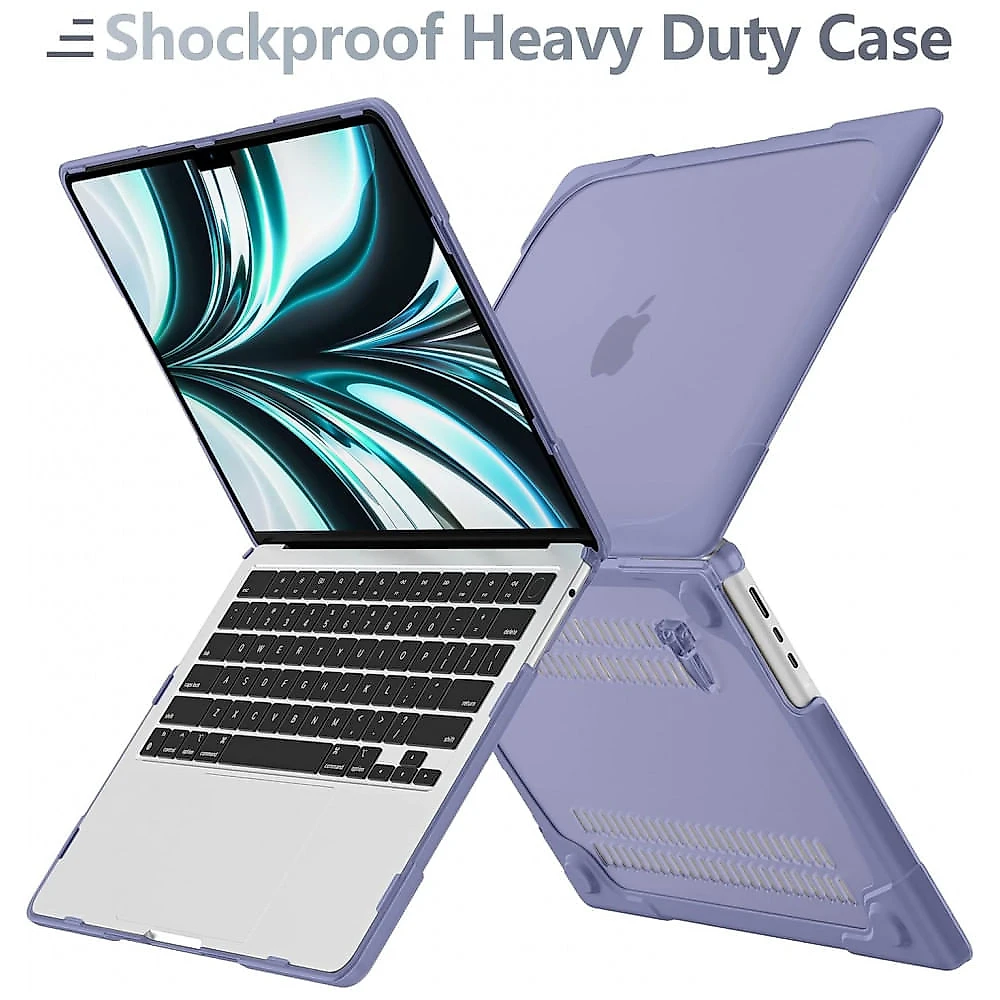 Capa Rígida Batianda MacBook Air 13,6" Cinza Lavanda – Modelos A2681, A3113, A3240 com Suporte Dobrável e Proteção Completa