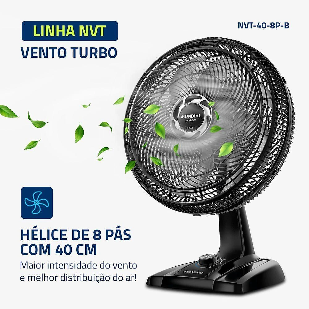 Ventilador De Mesa 40cm Turbo Nvt-40-8p-b 127V