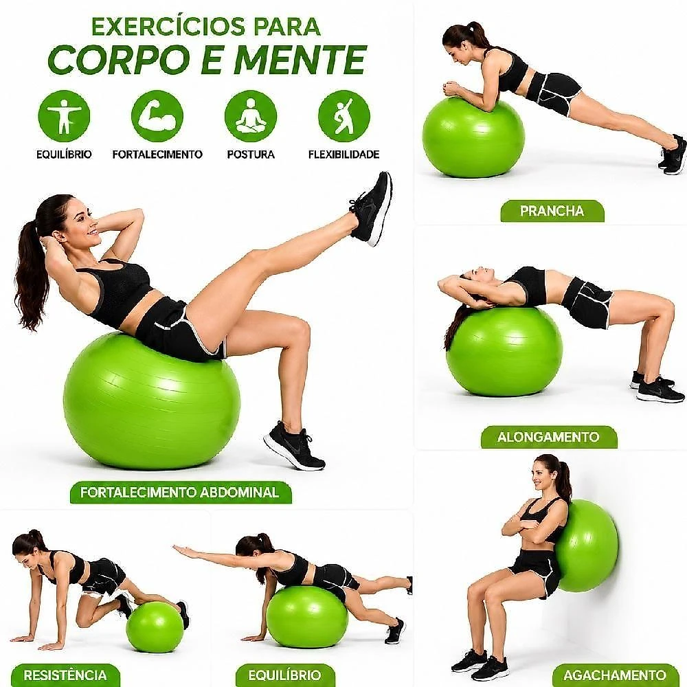 Bola de Pilates Premium Yoga Funcional Fisioterapia Anti Estouro Suporta 180kg 75cm