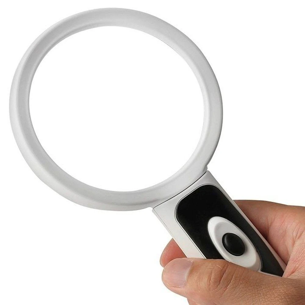 Lupa De Mão Com Duas Lentes E Dois Leds