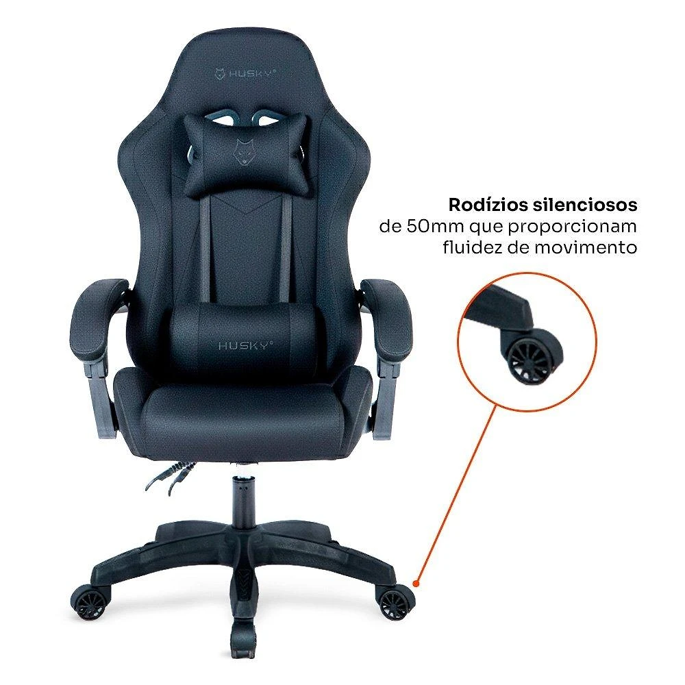 Miniatura Cadeira Gamer Husky Storm 100, Até 120kg, Almofadas, Reclinável 135º, Tecido, Preta - HCG100PTT