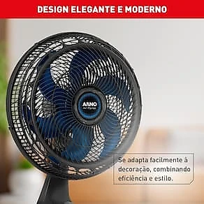Ventilador de Mesa Arno Air Force VA46 40cm 140W 6 Pás 3 Velocidades Preto 110V