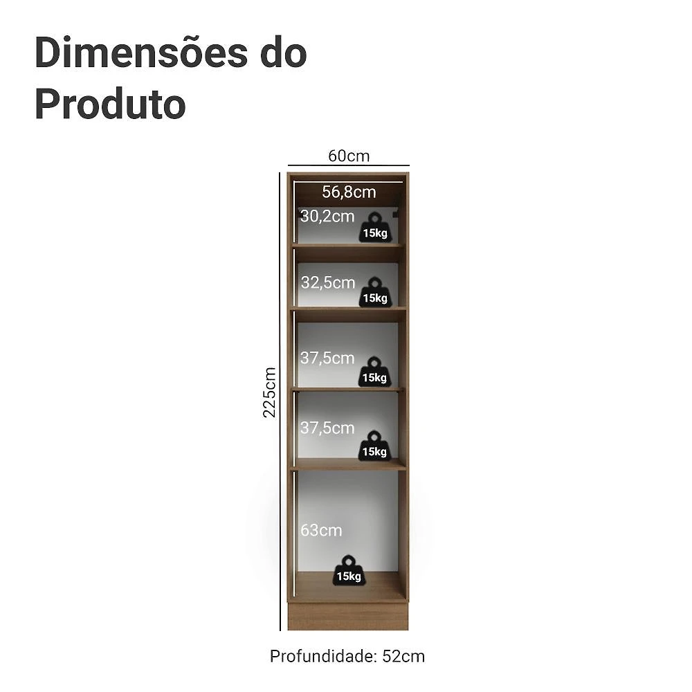Paneleiro 60 cm 3 portas  vik madesa