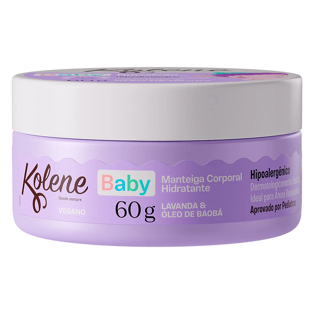 Manteiga Corporal Hidratante Kolene Baby Lavanda e Óleo de Baobá Vegano 60g