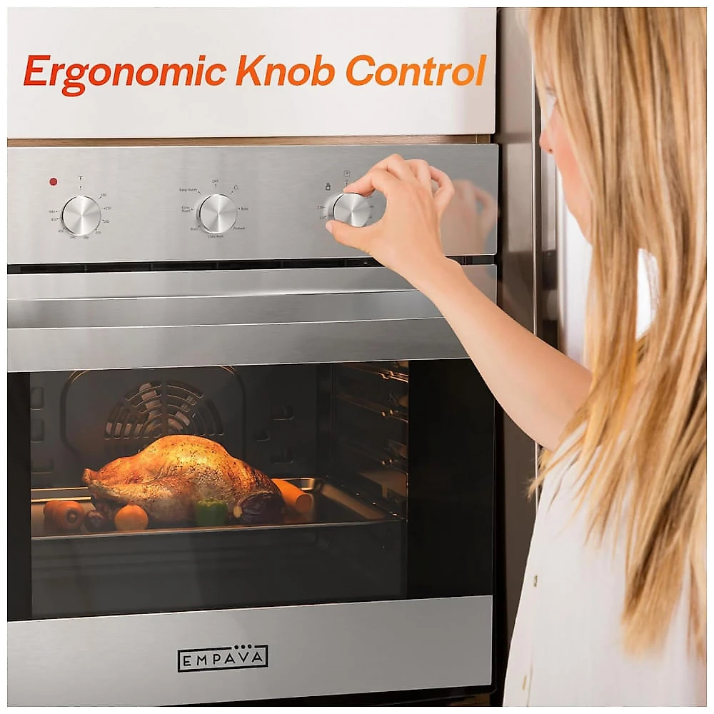 Forno elétrico de embutir 61cm Empava inox escovado convecção 6 modos de cozimento 65L 2800W 240V