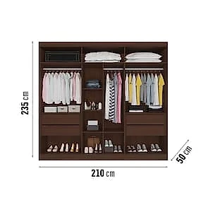 uarda-Roupa Europa Mademarques Sicilia 6 Portas 4 Gavetas 210cm Ipê