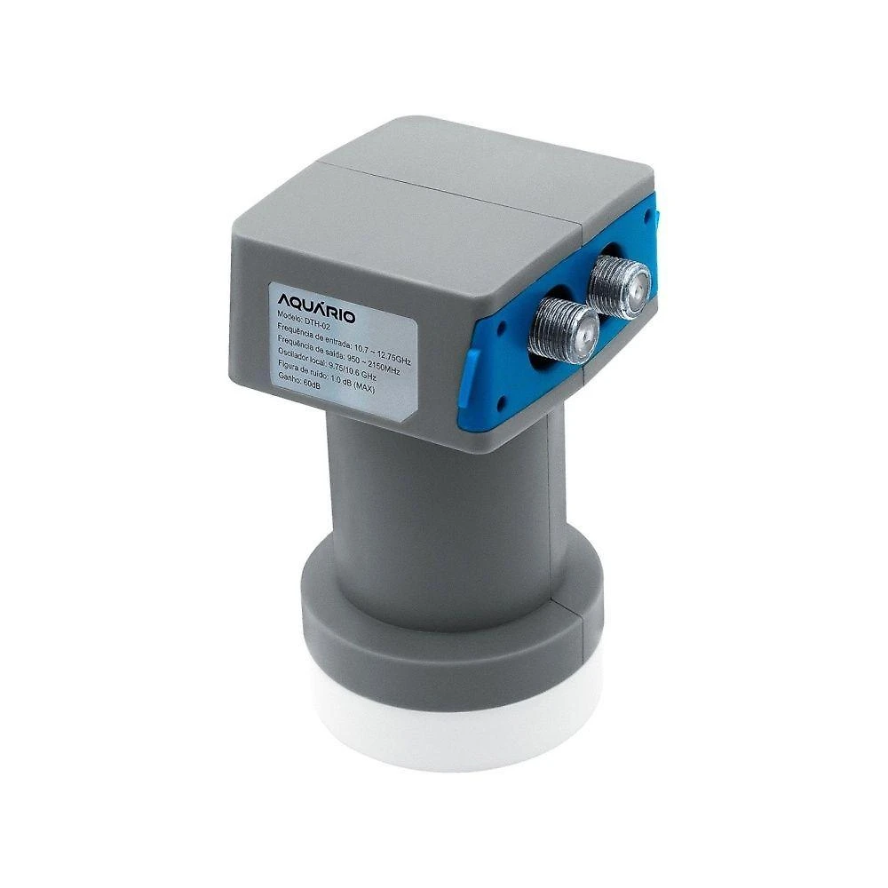 Lnbf Universal Banda Ku Dupla Aquário DHT-02 para Recepção de Sinal com Ganho 60dB