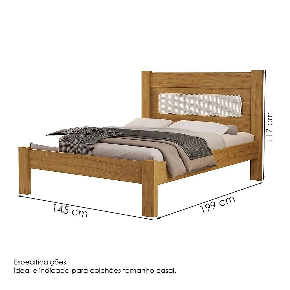 Cama de Casal 199x145cm Modelo 3023 em Mdf Fosco Marrom Milani Movelaria