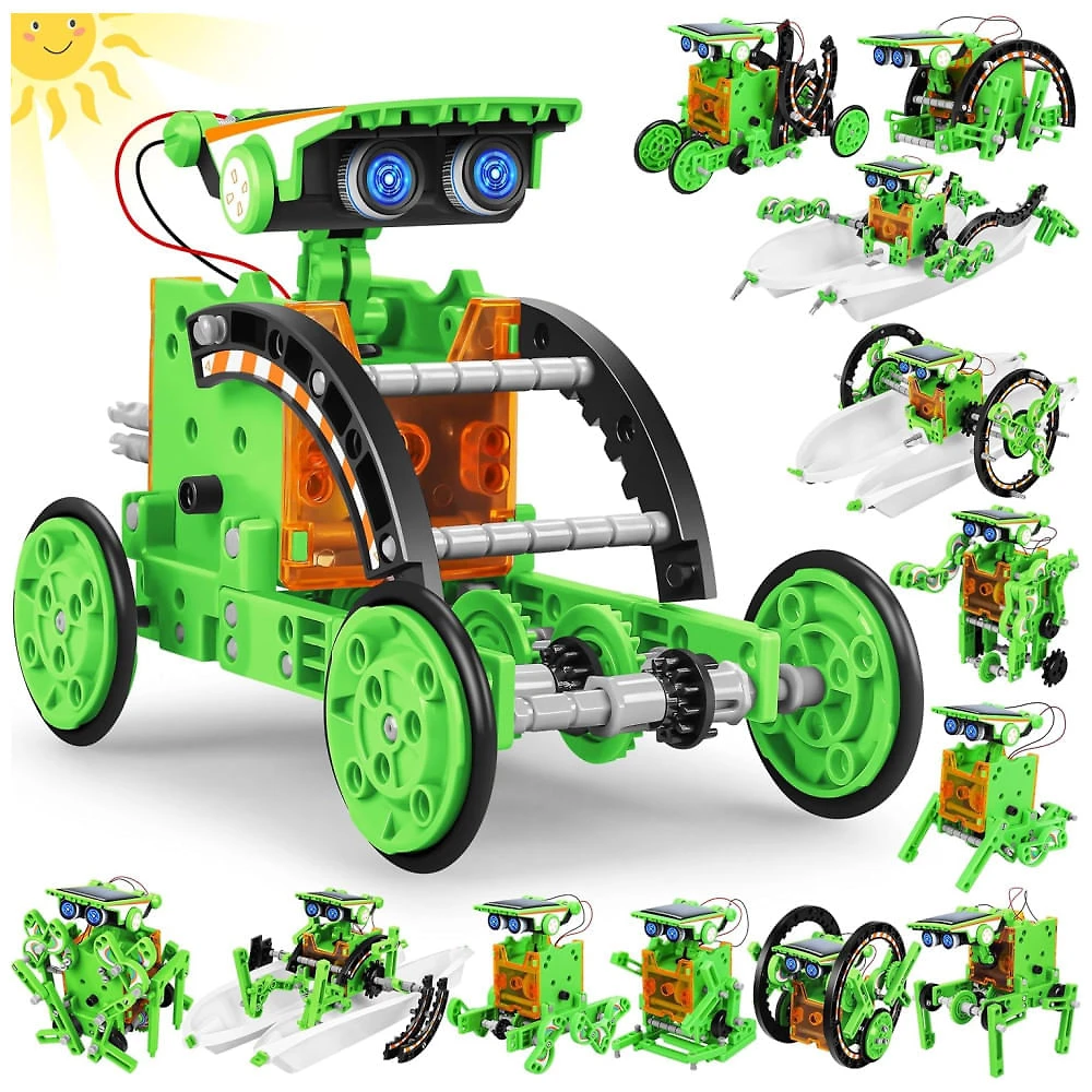 Robô Educacional STEM 13-EM-1 Movido A Energia Solar Para Crianças De 8 A 12 Anos, Kit Científico DIY Para Experimentos Robóticos.
