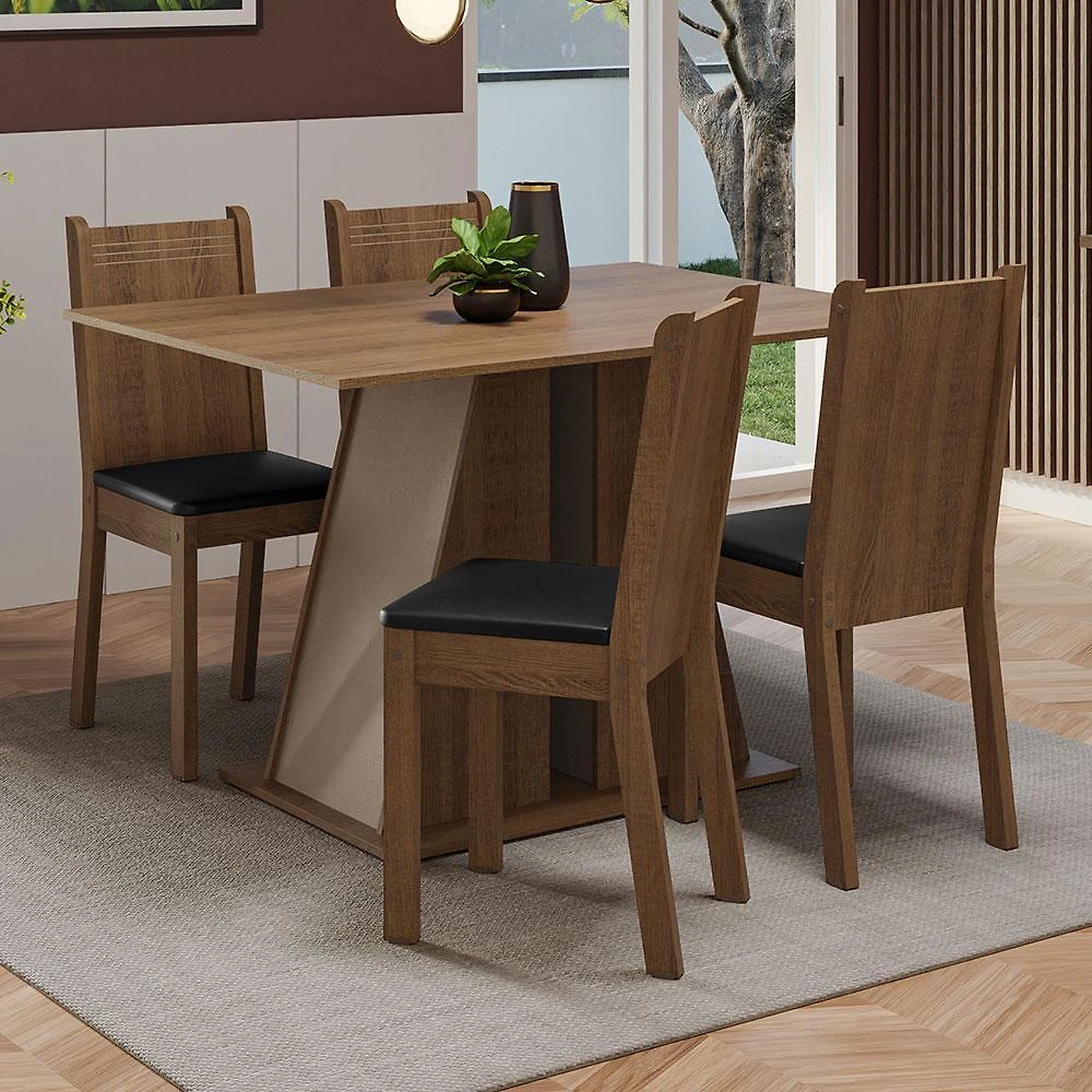 Kit 4 cadeiras 4290 madesa - rustic/preto
