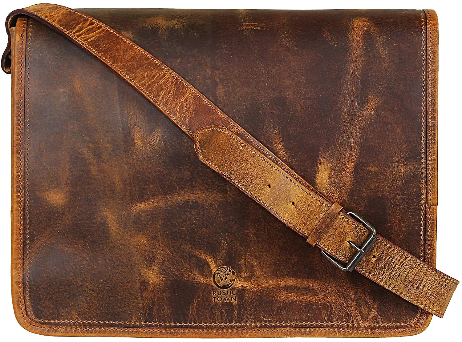 Rustic Town BolsaPasta de Couro para LaptopVintage