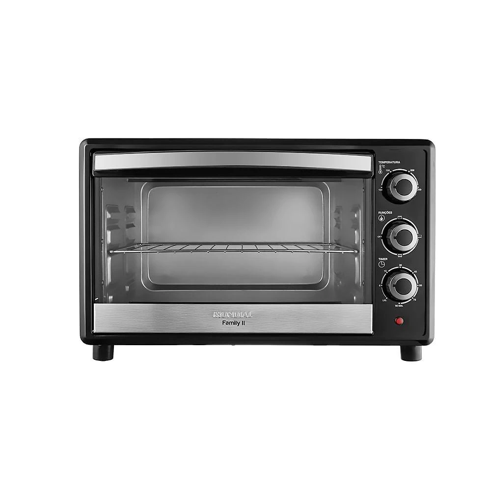 Forno elétrico de bancada mondial fr-42 42l 1600w com timer e grill preto inox 220v
