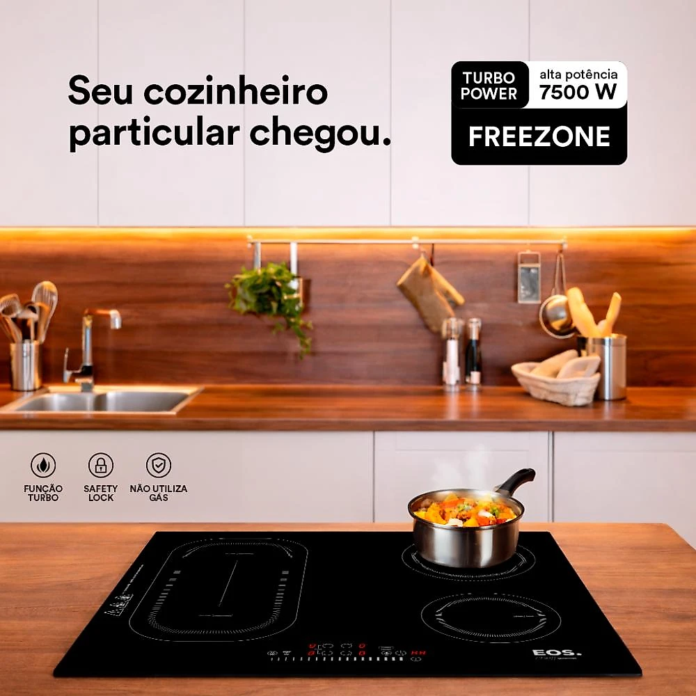 Cooktop de Indução 4 Bocas EOS Freezone 7000W ECI04EPF 220V