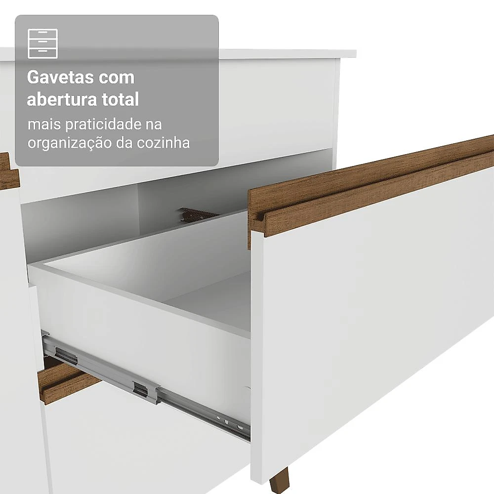Armário de Cozinha Completa 260 cm Branco Pieta Madesa 02