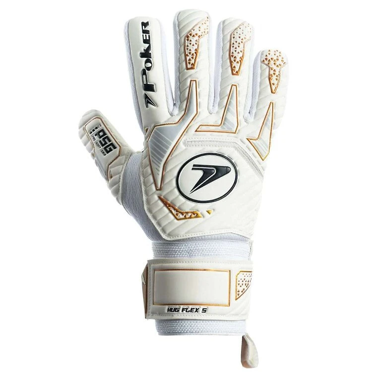 Luva Goleiro Poker Profissional Hug Flex 5 - BCO/DOURADO