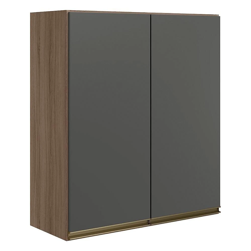 Armario Aereo 2 Portas Mdf 70 Cm Kali 12208 Carvalho Toq Chumbo Nicioli Carvalho Toq Chumbo