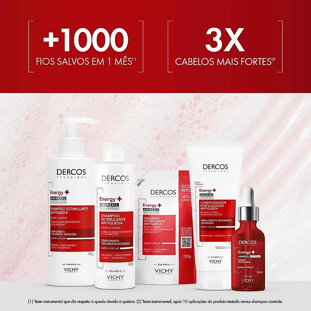 Shampoo estimulante antiqueda vichy dercos energy+ para cabelos fracos e quebradiços 400g