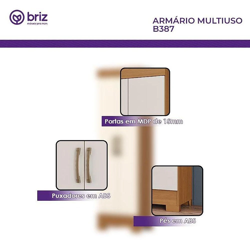 Guarda Roupa 6 Portas 3 Gavetas Francês Cinamomo Off White