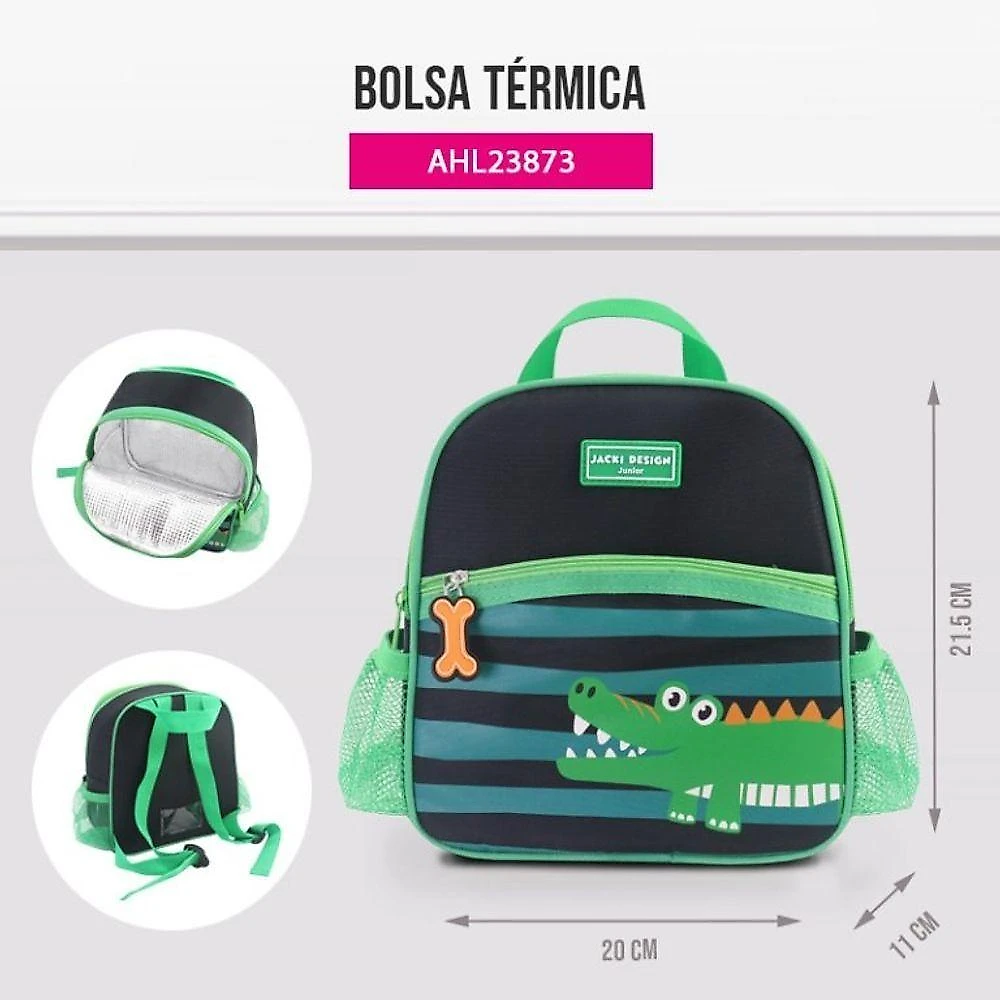 Conjunto De Mochila De Rodinha, Lancheira Térmica, Pote E Garrafa Pimpolhos Verde