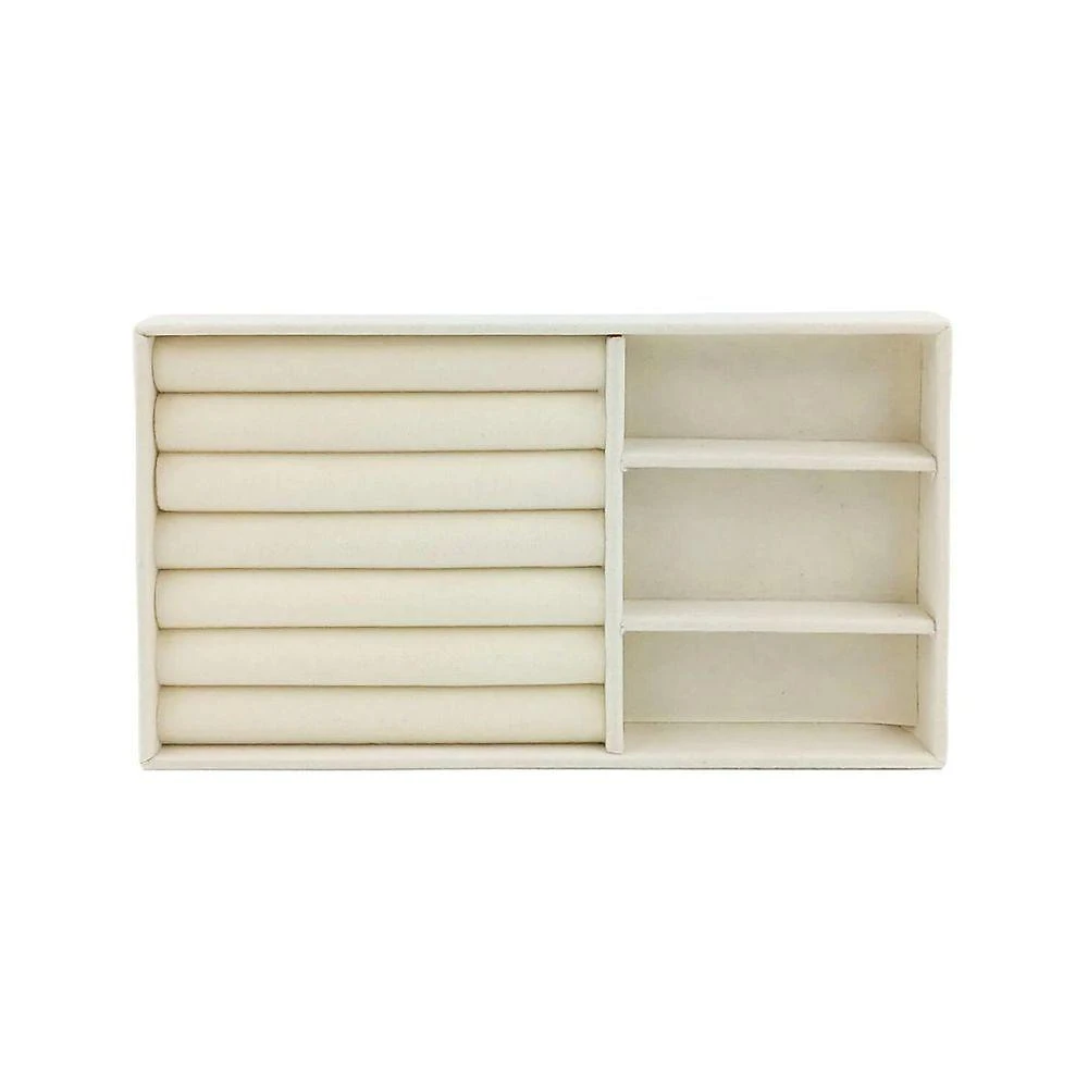 Caixa Organizadora para Jóias em Veludo 4 Compartimentos para Gavetas Cinza e Off-White Ke Home