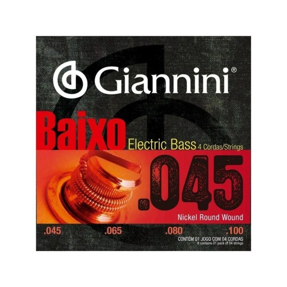 Corda para Contrabaixo Geebrs 5 0.045" Pesado Nickel Round Wound Volume Alto Giannini