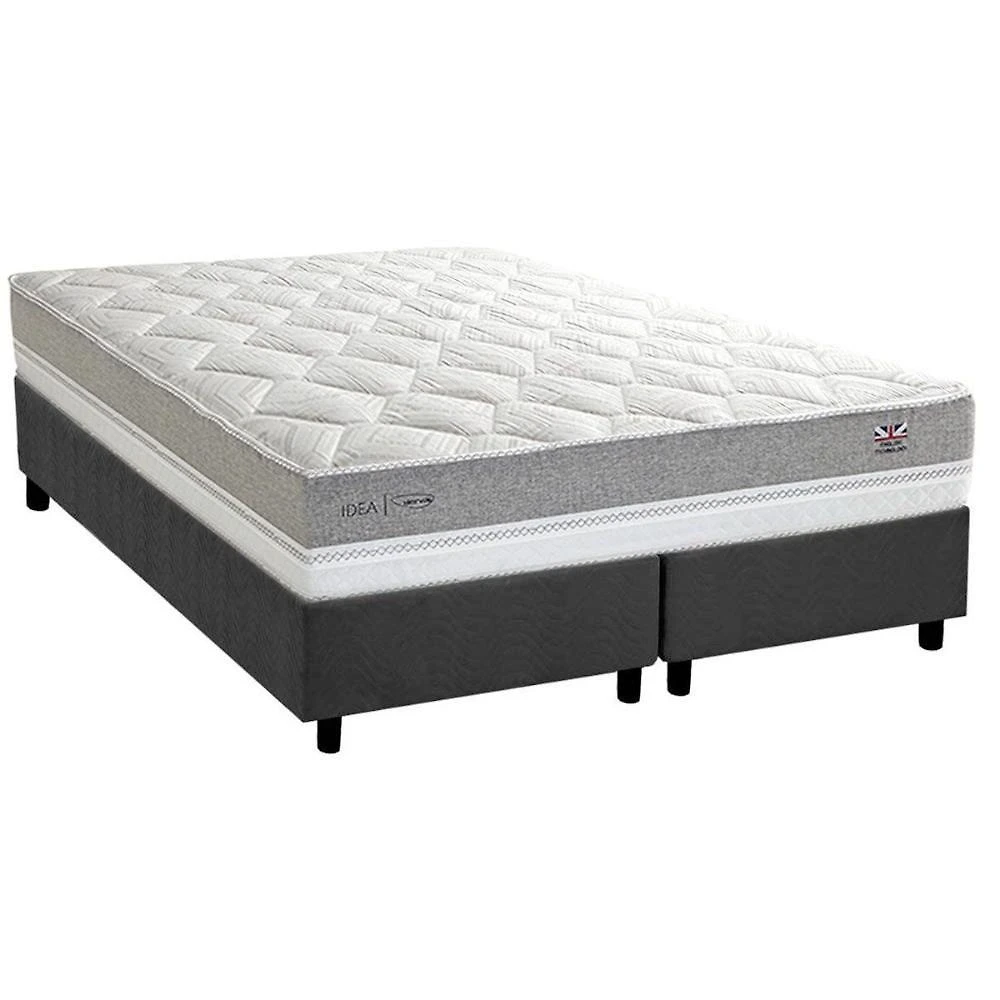 Conjunto Box Queen: Colchão Molas Herval Ensacadas Maxspring C1672 + Base Crc Suede Gray (158x198)
