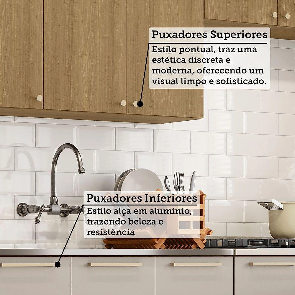 Cozinha Compacta 5 Pçs Tampo 270cm Elegance Luciane Móveis Freijó-freijó Brasil-cinammon