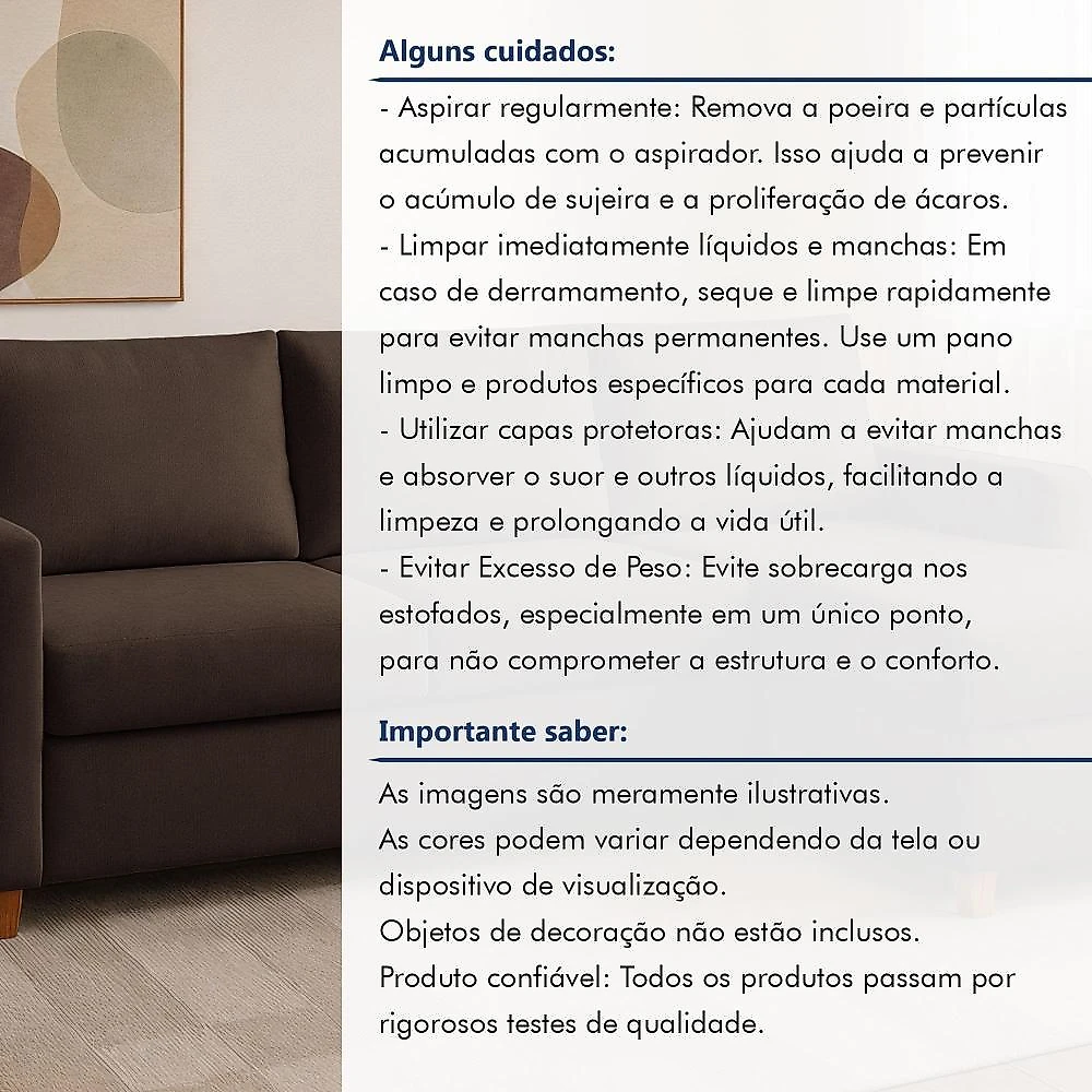 Sofá 3 Lugares com Chaise Moov Yescasa Marrom