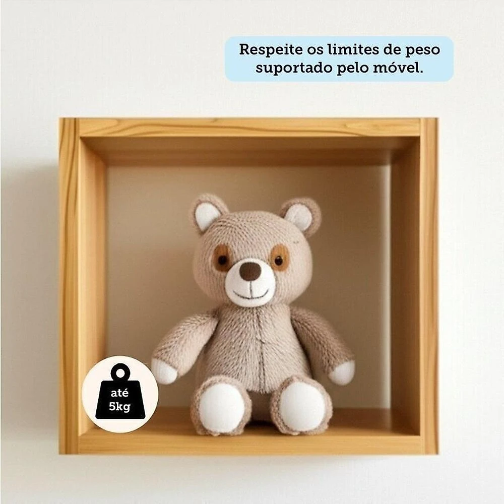 Quarto Infantil com Cama Cômoda 3 Gavetas e 2 Nichos Margo 100% MDF Branco Brilho/Amêndoa