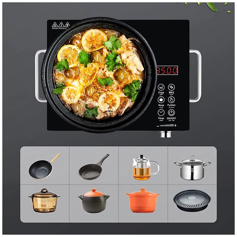 Cooktop de Indução Elétrico Portátil com Painel Digital, Bivolt 3500W, Bivolt,  Wgwioo, Preto