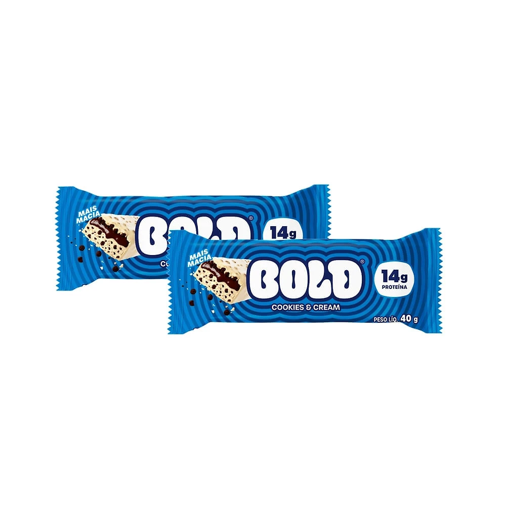 Kit 2 Barra de Proteína Bold Sabor Cookies & Cream 14 g de Proteína 40g