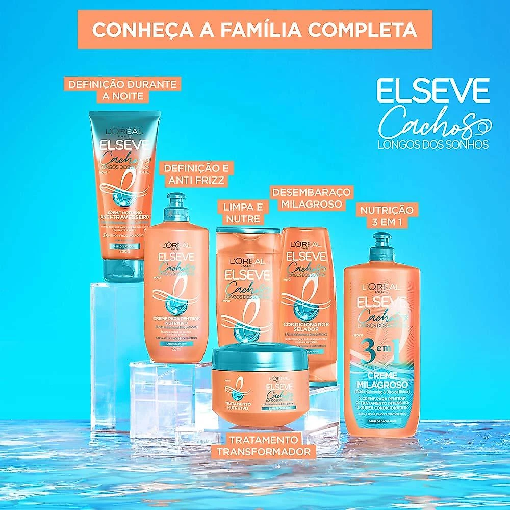 Creme noturno anti-travesseiro elseve cachos longos dos sonhos 200g