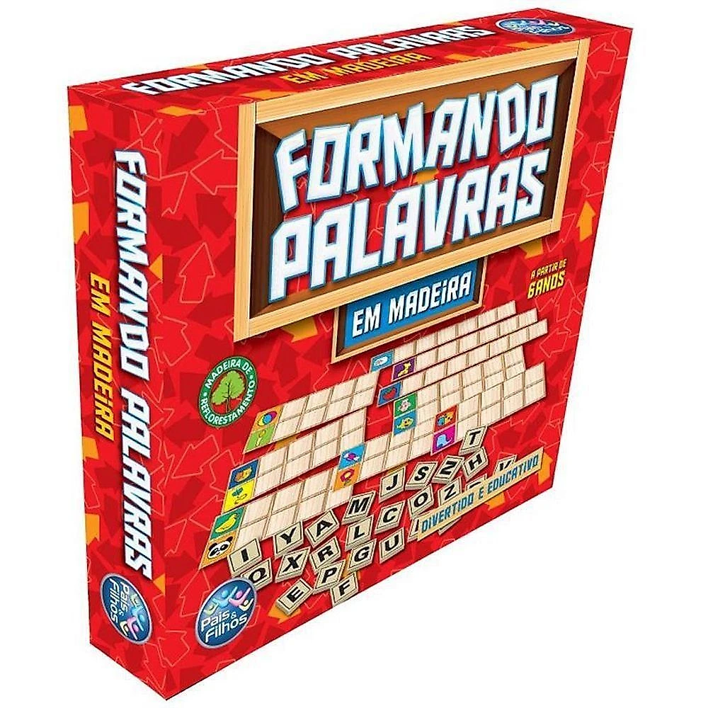 Brinquedo Pedagógico Madeira Formando Palavras 112 Letras Pais & Filhos