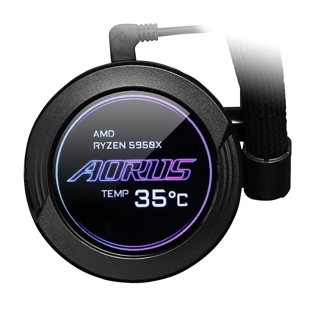 Water Cooler Gigabyte Aorus Liquid Cooler 240, RGB, 240mm (2x 120mm), AMD/Intel, Com Display LCD, Preto - GP-AORUS WATERFORCE X 240