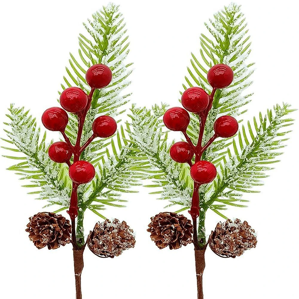 Galho Decorativo Natalino Pick Berry Natalino Flexível 30CM Vermelho Kit com 6 Unidades Outras