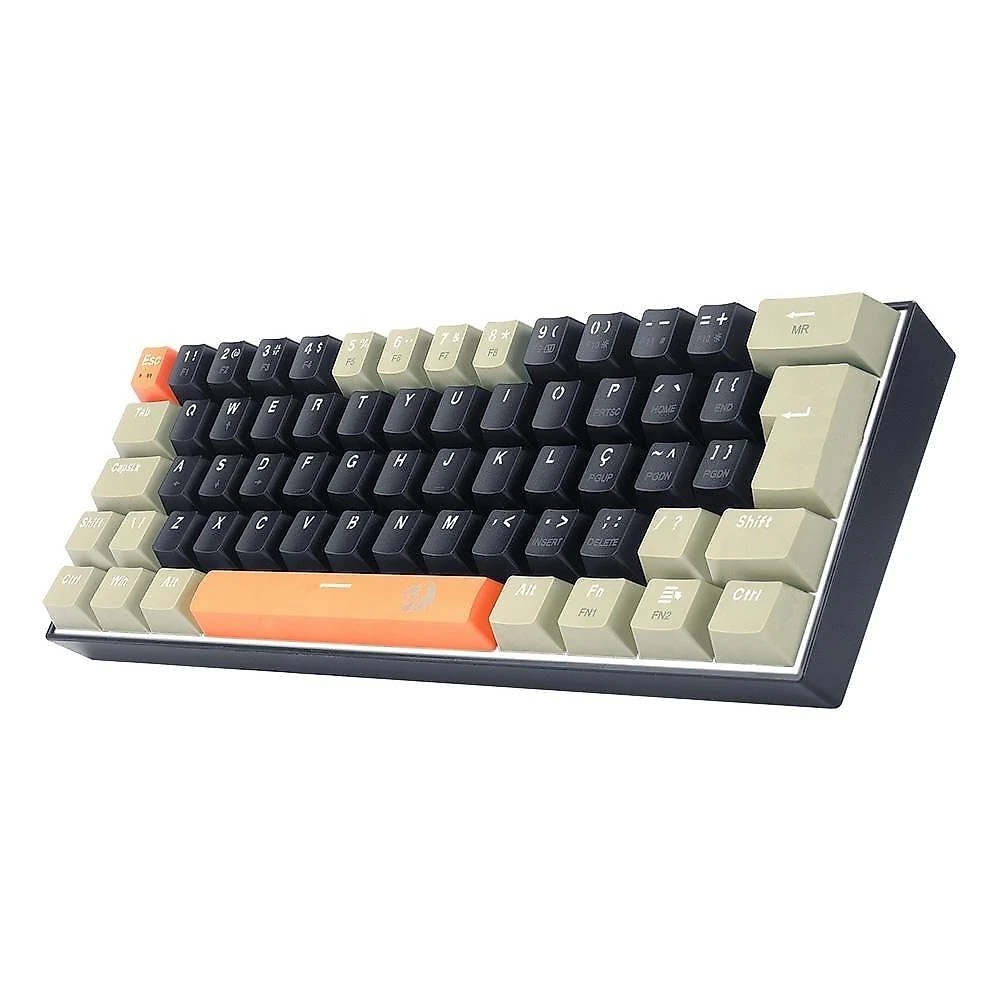 Teclado Gamer Redragon Lakshmi, Switch Brown,  Layout 60%, ABNT2, Preto - K606-OG&BK&GY (PT-BROWN)